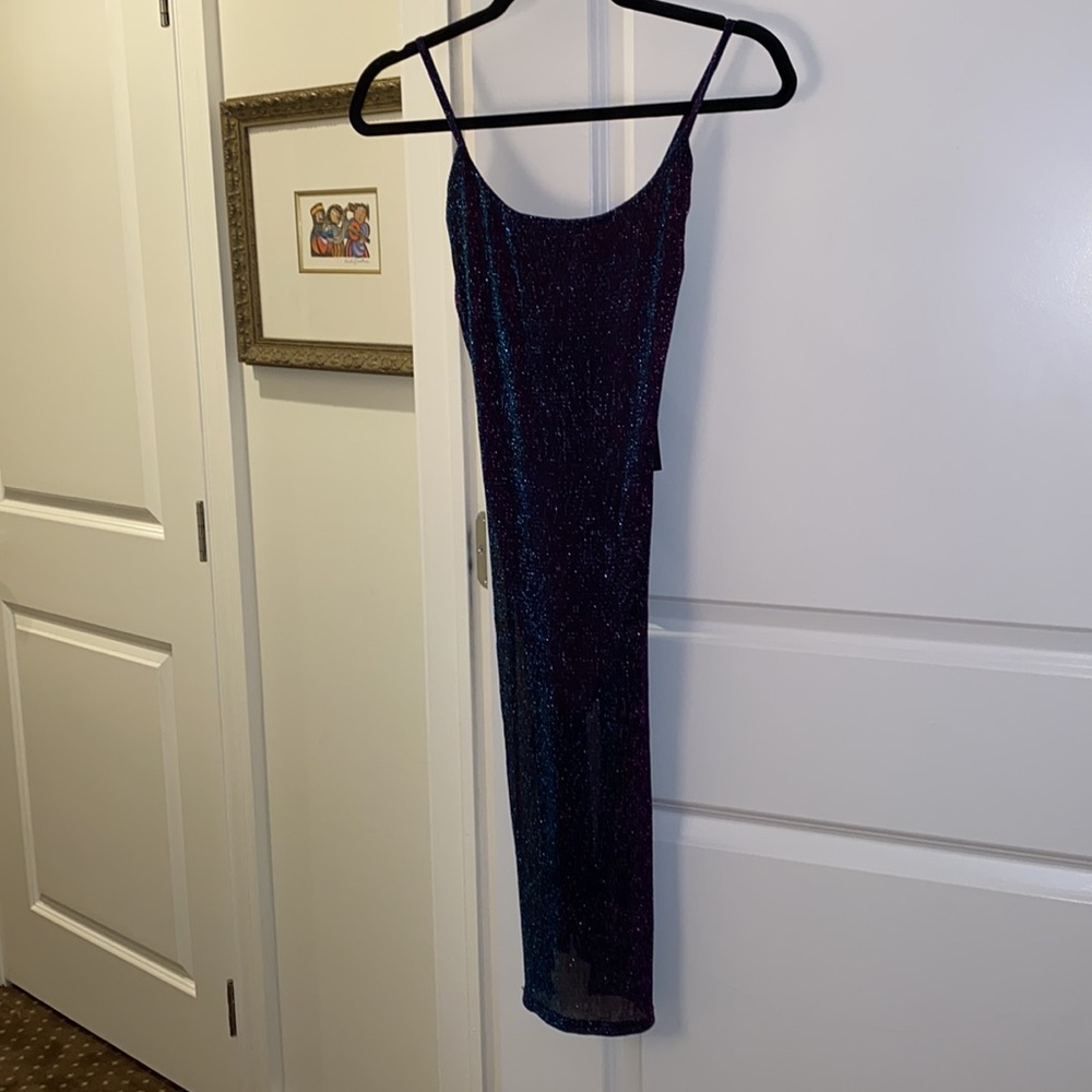 Sheer metallic midi dress